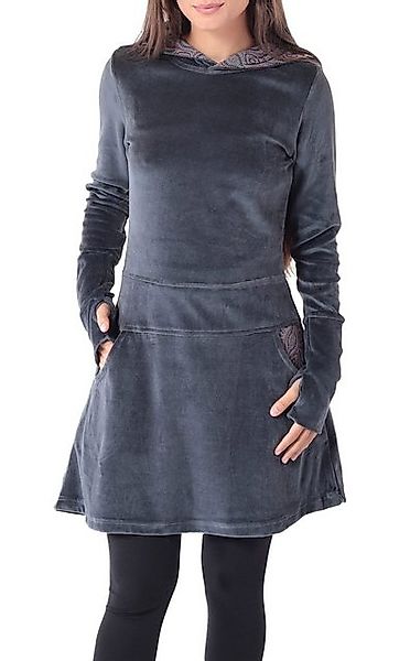 PUREWONDER Samtkleid Kleid aus Samt mit Kapuze Winterkleid günstig online kaufen