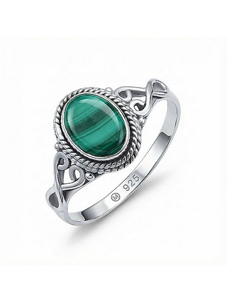 mantraroma Silberring BAGHIMI oval aus 925 Silber mit Malachit (Ring mit Sc günstig online kaufen