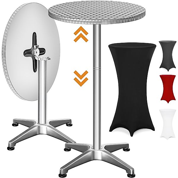 Stehtisch Silber 115x60cm + Husse Schwarz Ø60cm günstig online kaufen