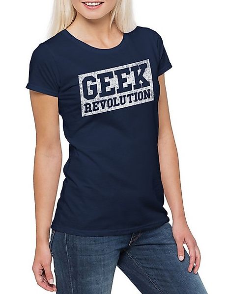 Urban Backwoods Print-Shirt Geek Revolution Damen T-Shirt Gaming Game Nerd günstig online kaufen