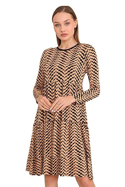 Bongual Midikleid A-Linien-Kleid Stufenkleid Zickzack günstig online kaufen