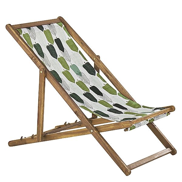 Beliani Gartenliege Grün Heller Holzfarbton Weiss 97x54x70 günstig online kaufen