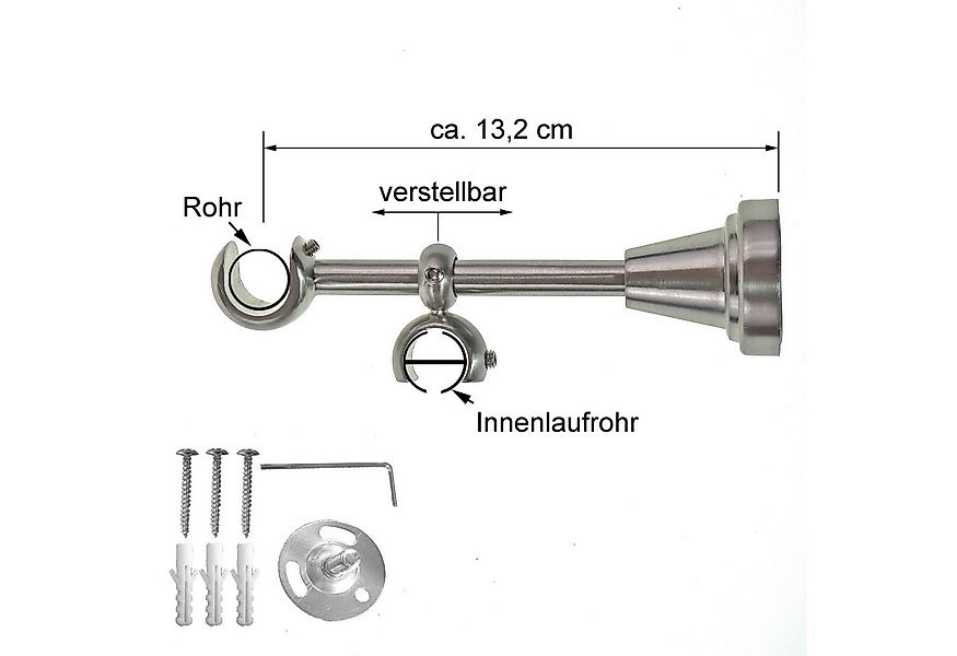 BASIT Gardinenstange Rohr und Innenlauf 16 mm mit Wandträgern 120 cm E16, Ø günstig online kaufen