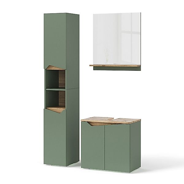 Vicco Badmöbel-Set Marelle, Grün/Artisan, 3 Teile, günstig online kaufen