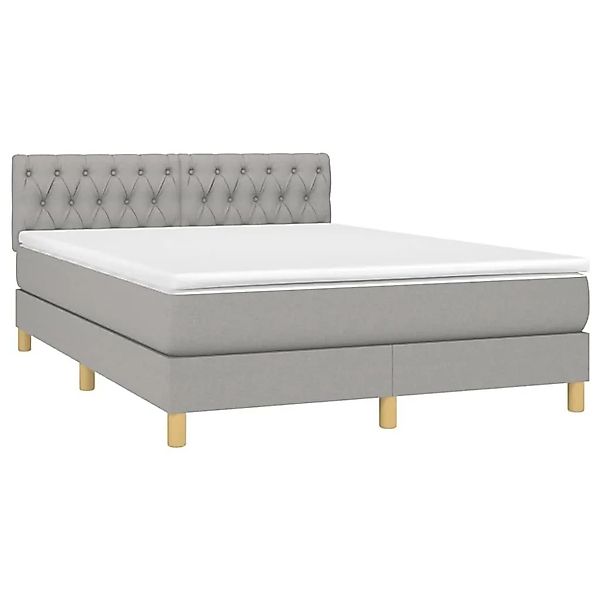 vidaXL Boxspringbett mit Matratze & LED Hellgrau 140x190 cm Stoff 3133949 günstig online kaufen