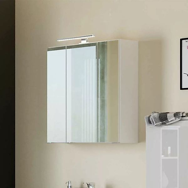 Bad Spiegelschrank mit LED Beleuchtung Weiß günstig online kaufen