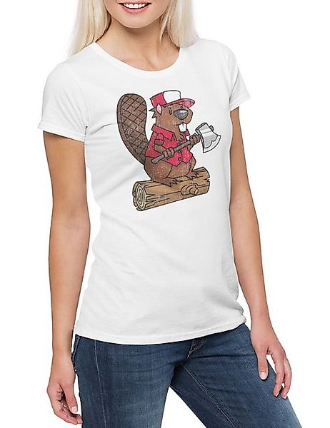 Urban Backwoods Print-Shirt Lumberjack Biever Damen T-Shirt Logger Bieber H günstig online kaufen