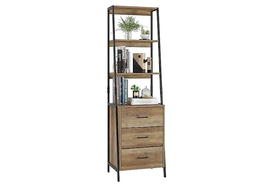 HOMECHO Bücherregal, Standregal 3 Ebenen Leiterregal Holz Metallgestell bra günstig online kaufen
