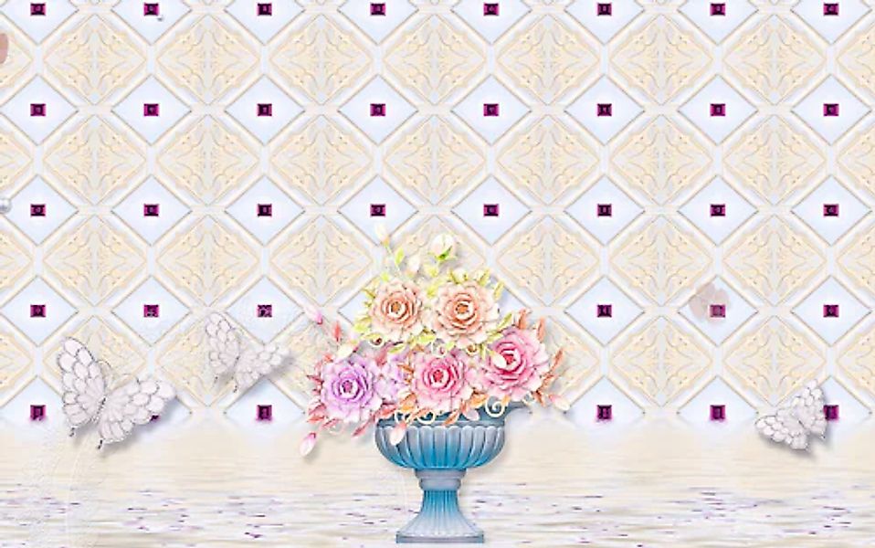 Papermoon Fototapete »Abstrakt mit Blumen« günstig online kaufen