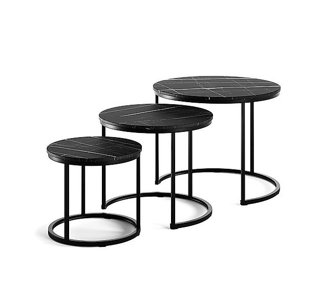 Vicco Couchtisch Montreal, Schwarzer Marmor/Schwarz, 55 x 55 cm 3 Teile (3- günstig online kaufen