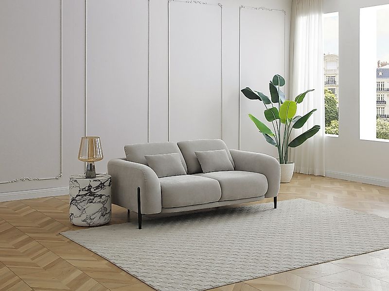Sofa 2-Sitzer mit verstellbarer Rückenlehne - Stoff Hellgrau - ARAVIO günstig online kaufen