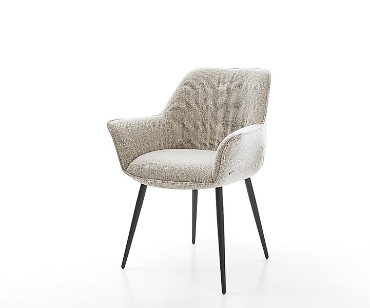 Esszimmerstuhl Keila-Flex mit Armlehnen Webstoff Soft Beige 4-Fuß konisch S günstig online kaufen