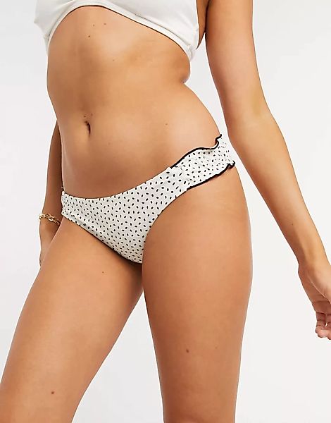 Topshop – Gerafftes Bikiniunterteil in Creme-Weiß günstig online kaufen
