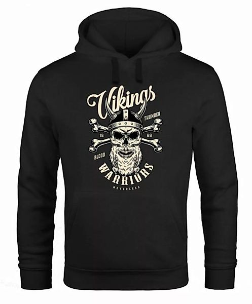 Neverless Hoodie Hoodie Herren Wikinger Vikings Totenkopf Warriors Print Ka günstig online kaufen