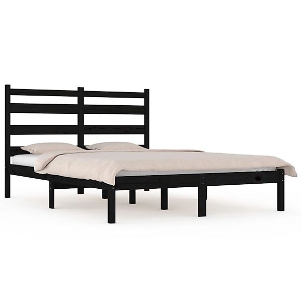 vidaXL Massivholzbett Schwarz Kiefer 200x200 cm1083595 günstig online kaufen
