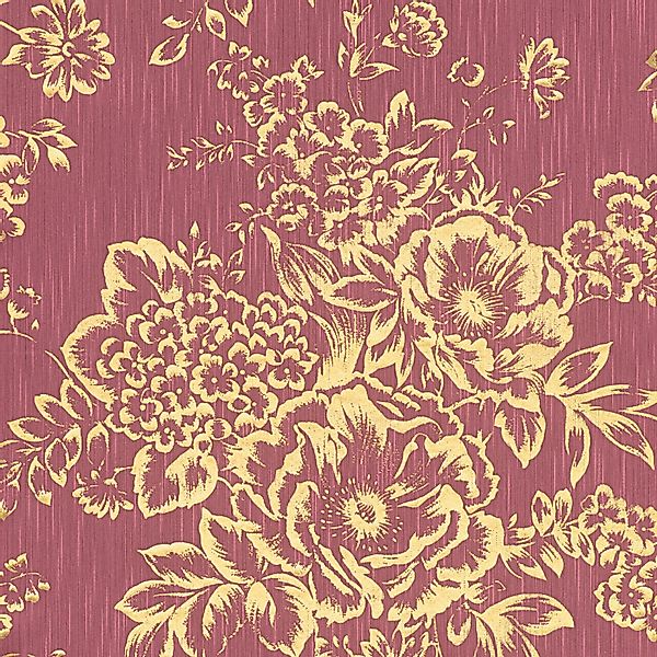 Bricoflor Florale Tapete Rosa Gold Blumen Textiltapete mit Metallic Effekt günstig online kaufen