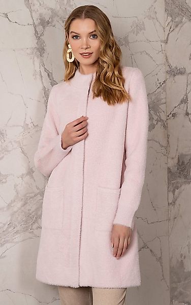 Passioni Strickmantel mit flauschiger Textur und hohem Kragen günstig online kaufen