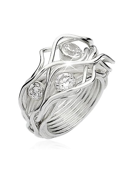 Nenalina Fingerring Zirkonia Kristalle Gedreht Geschwungen günstig online kaufen