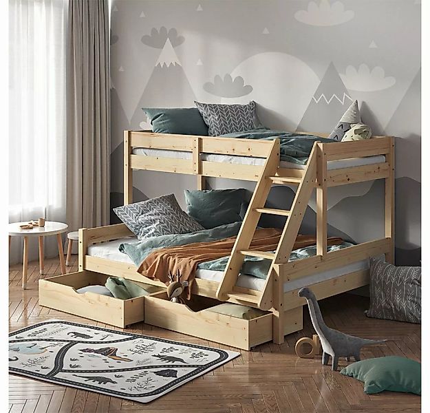 VitaliSpa® Hochbett Kinderbett Hochbett EVEREST 140x200cm Natur Schublade ( günstig online kaufen