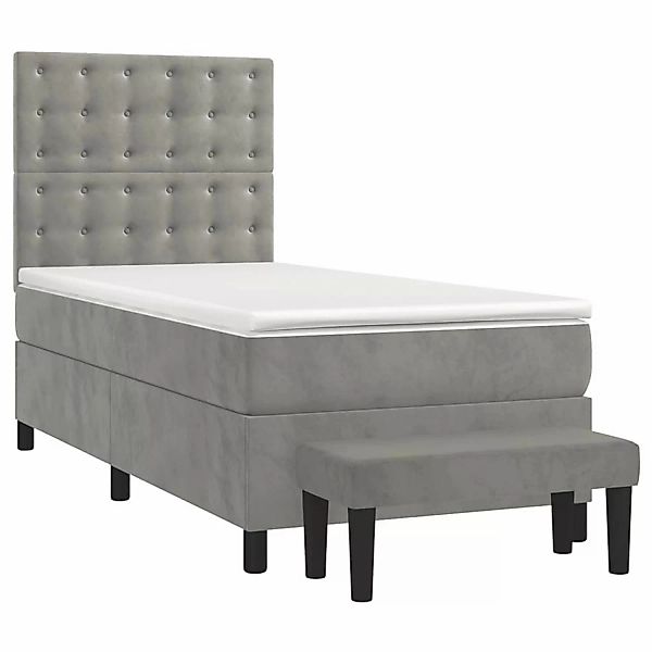vidaXL Boxspringbett mit Matratze Hellgrau 90x200 cm Samt1357130 günstig online kaufen