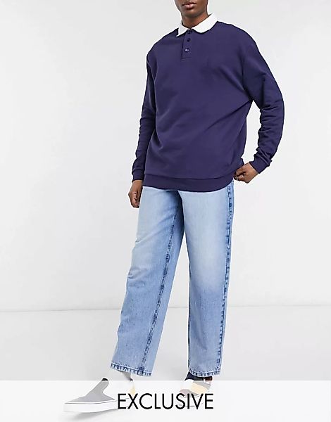 Reclaimed Vintage Inspired – Baggy-Jeans in hellblauer, nachhaltiger Waschu günstig online kaufen