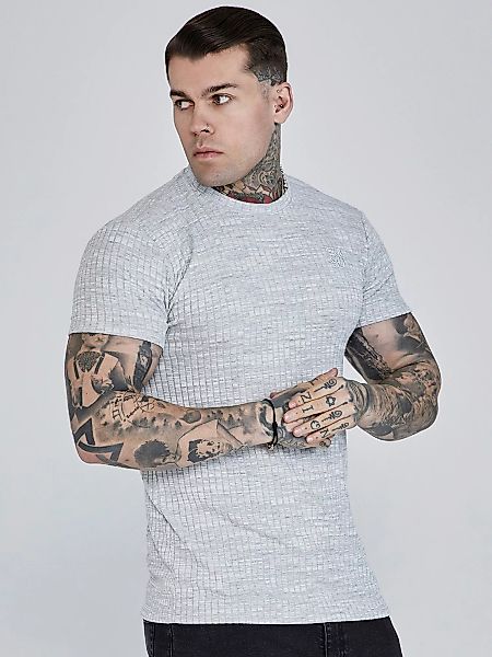 Siksilk T-Shirt SikSilk Herren Hellgraues Geripptes günstig online kaufen