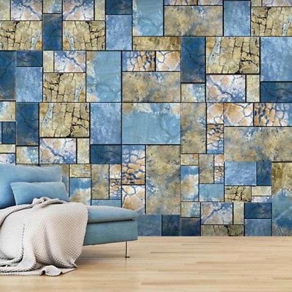 artgeist Fototapete Marine Mosaic beige/blau Gr. 350 x 245 günstig online kaufen
