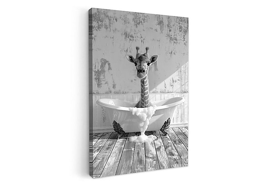 OneMillionCanvasses® Leinwandbild Giraffe - Tier - Bad - Vintage - Schwarz günstig online kaufen
