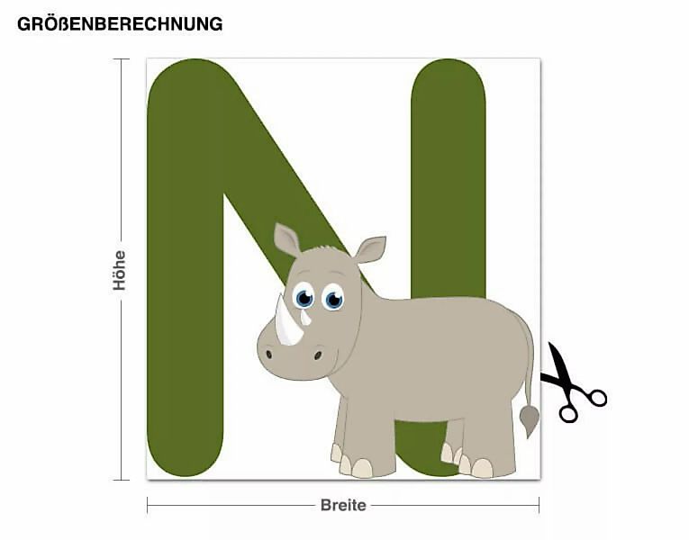 Wandtattoo Kinder ABC - Nashorn günstig online kaufen