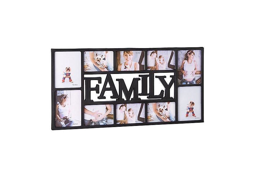 relaxdays Collagerahmen Bilderrahmen Familie für 10 Fotos, schwarz günstig online kaufen