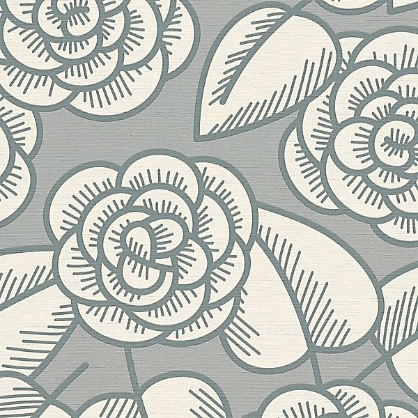 Bricoflor Blumentapete Grau Moderne Tapete Floral Ideal für Wohnzimmer und günstig online kaufen