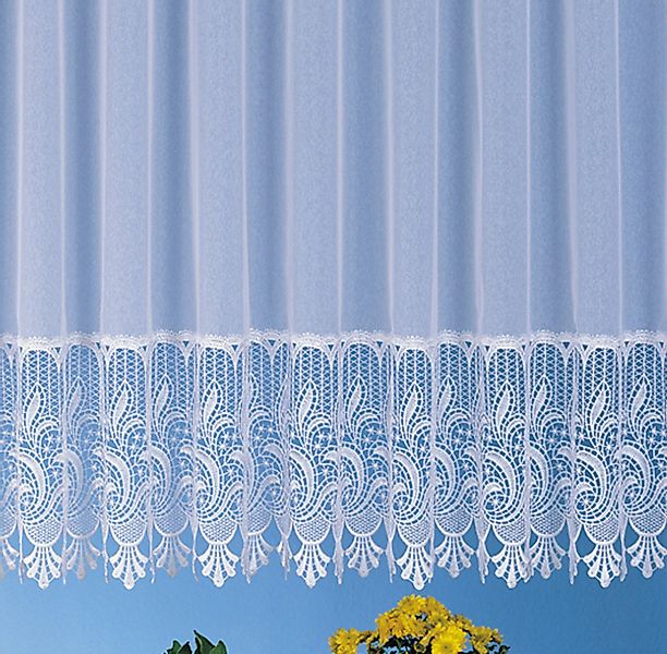 heimtexland Gardine Stores Vorhang Makramee Sockel Borte weiß Typ516 (1 St) günstig online kaufen