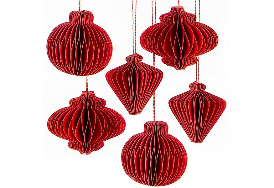 Logbuch-Verlag Dekofigur 6 Honeycomb Weihnachtsanhänger dunkelrote Papier W günstig online kaufen