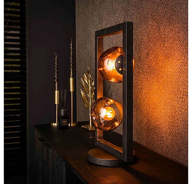 famlights Tischleuchte famlights, Tischleuchte Frana in Schwarz E27 2-flamm günstig online kaufen