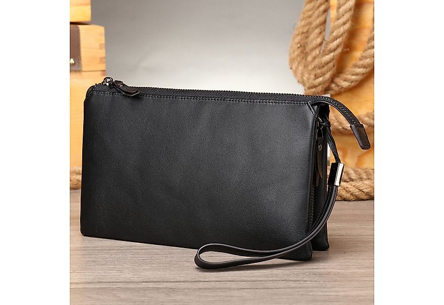 YUBRO-STUDIO Clutch Herren Leder Clutch Tasche Schwarz Wristlet Geldbörse T günstig online kaufen