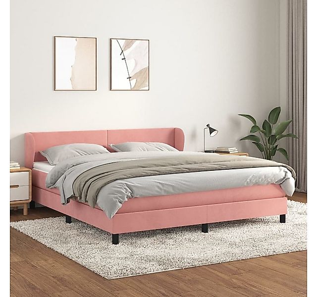 vidaXL Boxspringbett, Boxspringbett mit Matratze Rosa 160x200 cm Samt günstig online kaufen