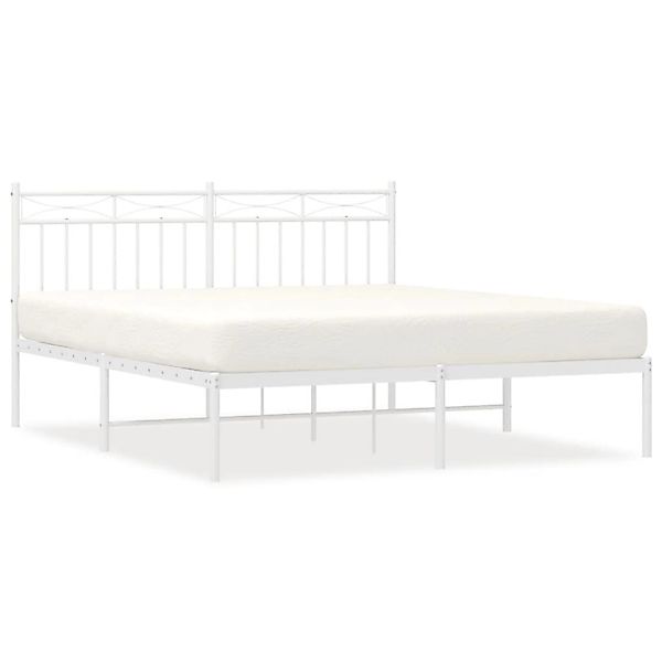 vidaXL Bettgestell mit Kopfteil Metall Weiß 150x200 cm Modell 151907743 günstig online kaufen