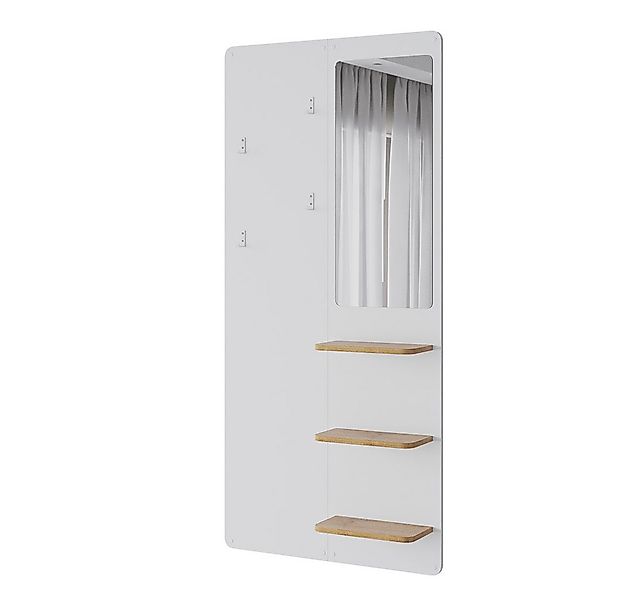 Vicco Garderobenschrank Jochen, Weiß/Eiche, 70 x 150 cm mit Spiegel günstig online kaufen