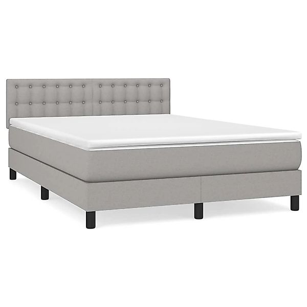 vidaXL Boxspringbett Boxspringbett mit Matratze Hellgrau 140x200 cm Stoff B günstig online kaufen