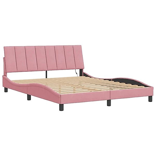vidaXL Bettgestell mit LED ohne Matratze Hanko Rosa 160x200 cm Samt 3213792 günstig online kaufen