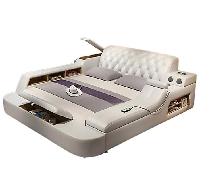 JVmoebel Bett Big Betten Leder Hotel Polster 180x200 Multifunktion Regal US günstig online kaufen