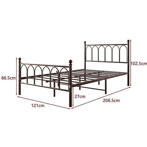 REDOM Metallbett Jugendbett mit Lattenrost ohne Martatze, 120 x 200 cm Brau günstig online kaufen