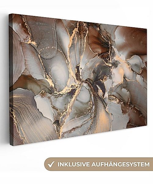 OneMillionCanvasses® Leinwandbild Grau - Gold - Marmor - Marmoroptik, Fotod günstig online kaufen