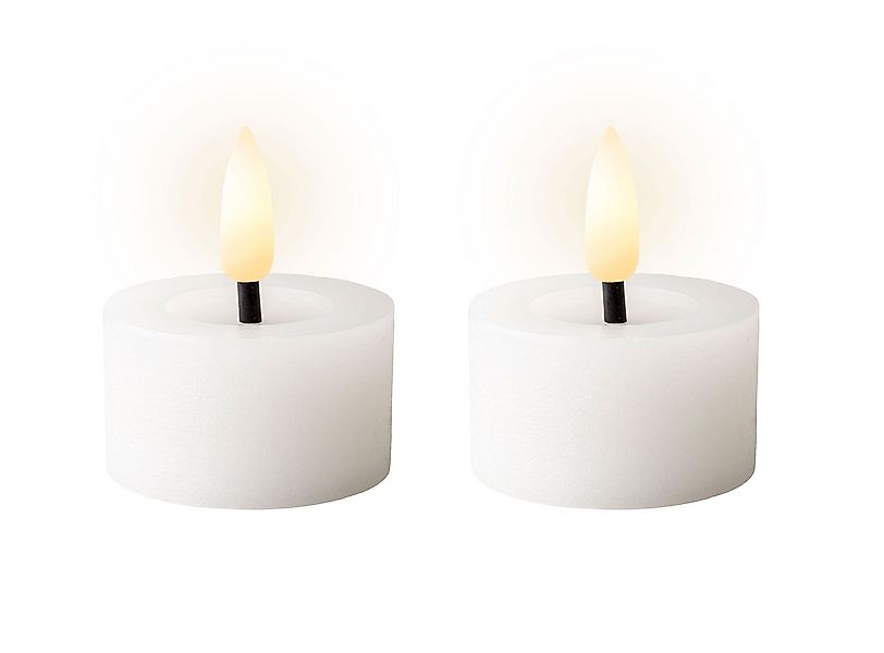 Lumineo LED-Kerze, LED Teelichter mit Timer 4,4x5cm Wachs Weiß / Warmweiß 2 günstig online kaufen