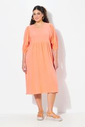 Ulla Popken Jerseykleid Musselin-Midikleid A-Linie V-Ausschnitt günstig online kaufen