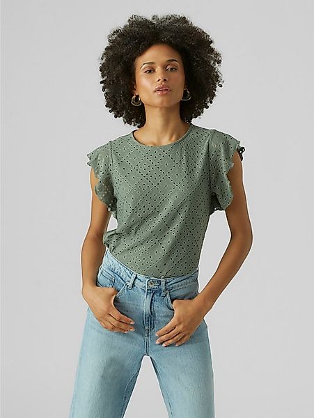 Vero Moda Rundhalsshirt VMTASSA SL FRILL TOP NOOS Materialmix, loose fit günstig online kaufen