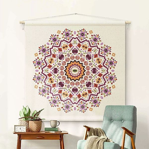 Wandteppich Azteken Boho Mandala mit Pink günstig online kaufen