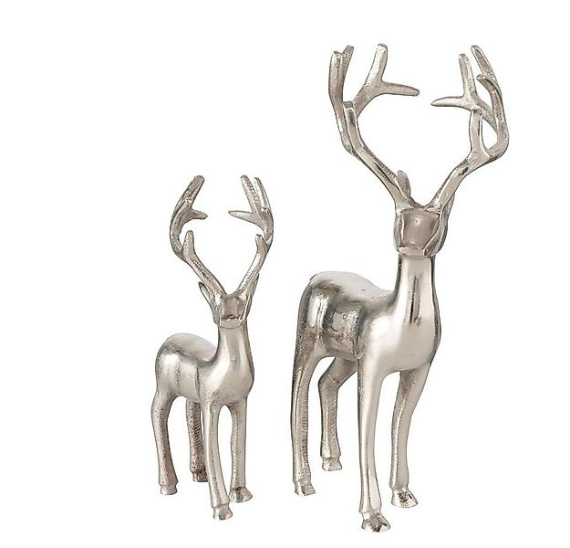 BOLTZE Dekofigur Hirsch Thielo Silber stehend 2er Set, Weihnachtsdekoration günstig online kaufen