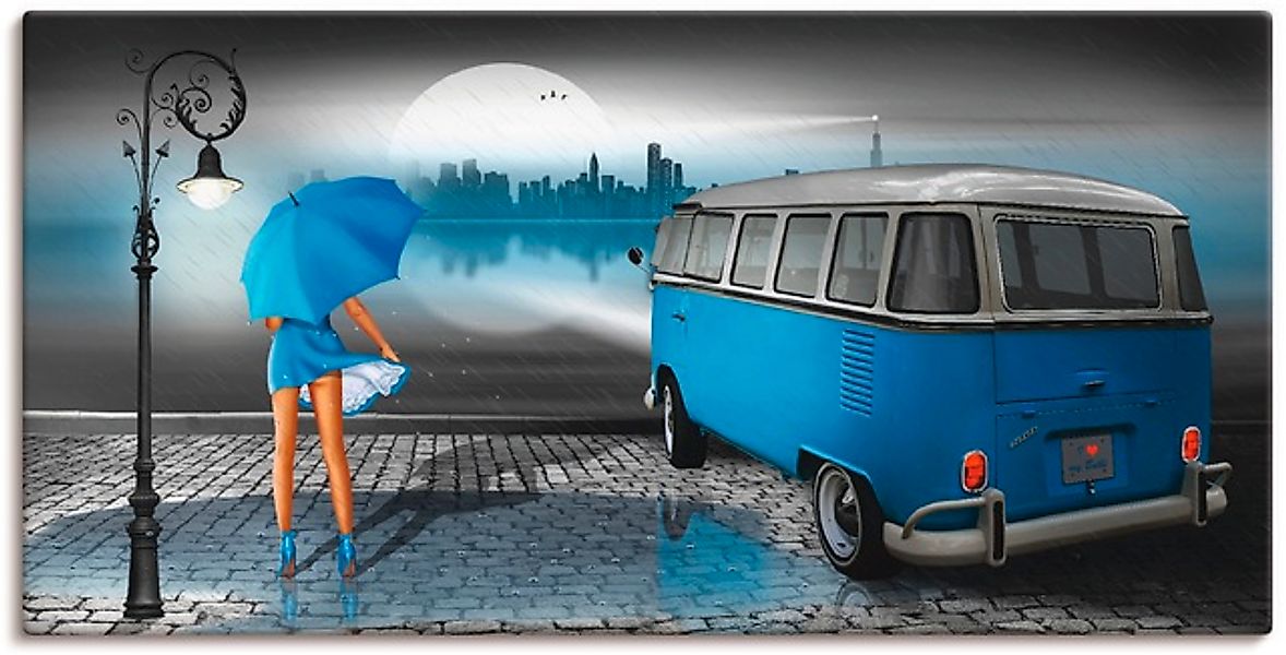 Artland Wandbild »Regennacht in Blau mit Bulli T1« Auto 1 Stk. tlg. als Lei günstig online kaufen