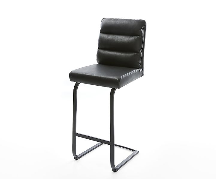 Barstuhl Pela-Flex Echt-Leder Schwarz Freischwinger flach Metall günstig online kaufen